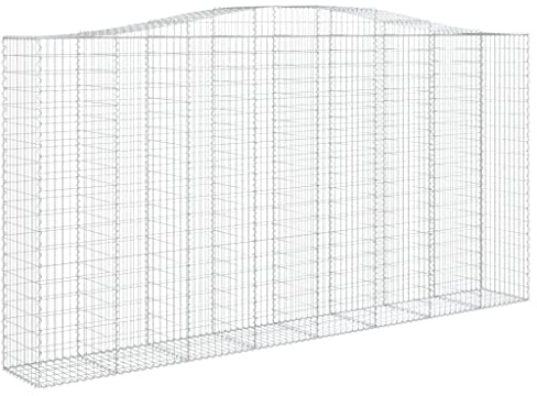 vidaXL Gabione mit Hochbogen Gabionen Steinkorb Steingabionen Mauersteinkorb Gabionenwand Drahtkorb Zaun Mauer 400x50x200/220cm Verzinktes Eisen