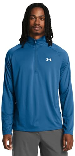 Under Armour Men's Tech 2.0 1/2 Zip-up Long Sleeve T-Shirt Sweatshirt, (406) Photon Blue / / White, Medium