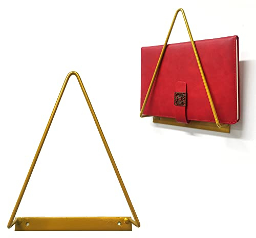 ZAHD 1 pièce Porte-revues mural multifonction en métal Chevalet Support Presentoir Porte Assiette petit porte magazine mural en métal Étagère à magazines en métal doré pour une organisation esthétique