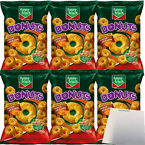 Funny-Frisch Erdnuss Donuts Karamell Style süß & salzig 6er Pack (6x110g Beutel) + usy Block