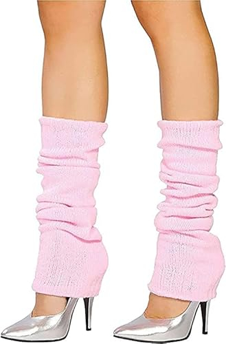 Top Linen (NW) Ltd Dance Plain Ribbed Leg Warmers - Plain Leg Warmer Fluorescent 80s Party Neon Ballet Dance & Ice Skating - Made In UK (Leg Warmers - Pack of 2 Baby Pink)