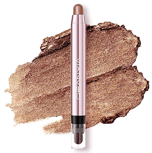 Lucoss Cream Lidschatten Stift, Hochpigmentierter Lidschattenstift, Perlglanz-Seidenraupen-Lidschatten-Stift, Wasserfester, Lang anhaltender Eye Highlighter Stick (#04 Dunkelorange)