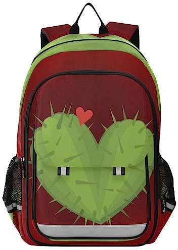 Vnurnrn Kunst Geschenke Herz-Kaktus Schulter Rucksack Kinderrucksack Für Schule Mädchen Jungs Büchertasche Schülerrucksack mit Laptop Rucksäcke