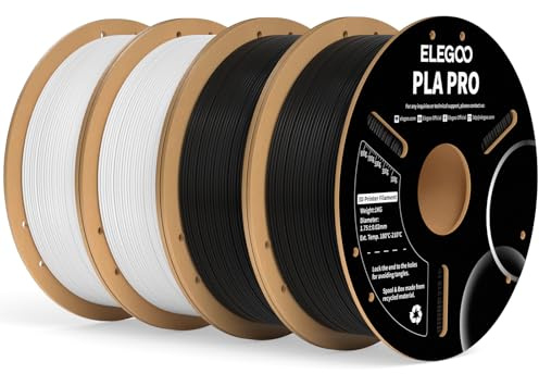 ELEGOO PLA PRO Filament 1,75 mm Schwarz Weiß 4 kg, Verbesserte Steifigkeit 3D-Druckmaterialien, Maßgenauigkeit +/- 0,02 mm, Passt für die Meisten 3D-Drucker, 4 kg Spule (8,8 lbs)