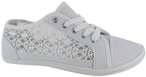 Ladies Plimsoles Beach Canvas Womens Sneakers Pumps Summer Trainers White