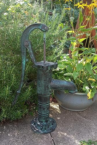 Garden Hand Water Pump Cast Iron with Aged Finish – Lovely Garden Ornament, Water Feature or for a Well and Irrigation