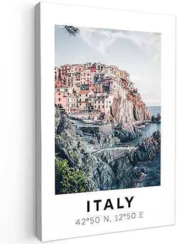 MuchoWow© Leinwand Bilder 40x60 cm Wanddeko Wohnzimmer Aesthetic Room Decor Deko Zimmer Wandbilder Modern Fotogeschenke Cinque Terre - Italien - Amalfi - Meer