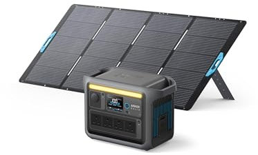 Anker SOLIX C1000 Portable Power Station with 400W Solar Panel, 1800W Solar Generator, LFP (LiFePO4) Battery, 4 AC Outlets, Up to 2400W for Home, Power Outages, and Outdoor Camping
