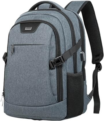 FANDARE Unisex Laptop Business Backpack Men Work Bag Women Slim Backpack with USB Charging Port Travel Daypack College School Rucksack Work for Men fits 15.6 Inch Notebook Light Gray