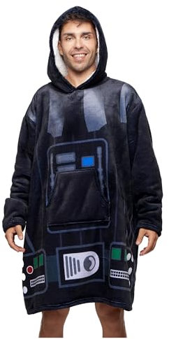 Disney Home Star Wars- Übergroße Hoodie Sweatshirt Decke mit Kapuze für Junge Kinder- Darth Vader Oversized Sherpa Fleece Kapuzenpullover- 70x102 cm