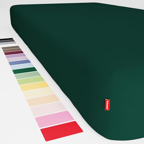 Schuette® Spannbettlaken • 120x200 cm • Wow! Kollektion: Miss Emerald (Dunkelgrün) • 100% Superfluff Baumwolle, Blickdicht, Faltenfrei • mit Rundumgummi • Matratzenhöhe bis 30 cm