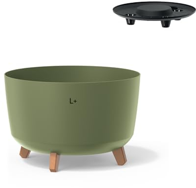 MELTOM Blumentopf Schale mit Füßen Einsatz Blumenschale Kräutertopf Übertopf (Grün, L+ 39cm)