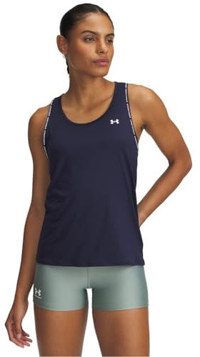 Under Armour Tech Knockout Tank, débardeur Femme sans Manches, Tank Top léger et Respirant, débardeur Running idéal pour l'entraînement, Bleu Marine Midnight / / Blanc, XS