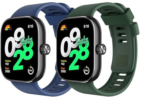 MoKo 2 Pezzi Cinturino Compatibile con Redmi Watch 5/Redmi Watch 4/Xiaomi Smart Band 9 Pro/8 Pro, Cinturino Sportivo di Ricambio in TPU Morbido per Donna Uomo, Verde Scuro+Blu Marino
