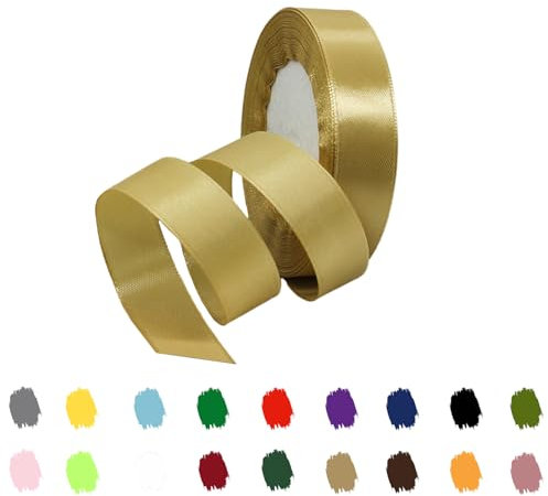 Champagne Ribbon 20mm for Gift Wrapping 22M,Champagne Satin Ribbon 20mm Thick for Crafting Cake,Hair Bow,Polyester Ribbon Christmas Decoration,Wedding Car Decor