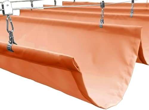 Outdoor Waterproof Pergola Retractable Canopy Cover, Wave Sun Shade Awnings Sail Slide Wire Kits UV Resistant for Garden Backyard (Color : Orange, Size : 1.5x6m)