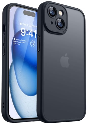 CANSHN Upgrade für iPhone 15 Plus Hülle mit Kameraschutz (TOP Militärschutz) Minimalistische Transluzente Matte Schutzhülle Extrem Haltbarkeit Hülle iPhone 15 Plus Case Stoßfest, Schwarz