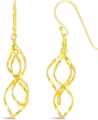 ARS-ARGENTI Boho Ohrringe Damen Mädchen Sterling Silber 925 Gold 18K - hypoallergen (Filigraner und exklusiver Ohrhänger KHLOE Sterling Silber 18K vergoldet 58x8mm)