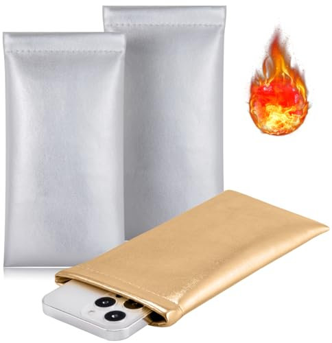 TRIUMPH VISION Quetschbare Handyhülle, PU-Leder, Thermo-Handytasche, weiche Hüllen, große Tasche für Handy, Silber/Gold, 3 Stück