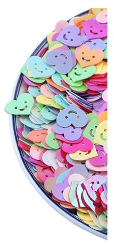 HEXHUASR 10g/20g/50g/Beutel Herz Smiley Gesicht Pailletten Konfetti Nagel Glitter Pailletten Handwerk Pailletten Nagel Dekoration Pailletten DIY Sequi(Mixed Color,10mm 10g)