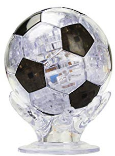 Joyfia 3D Crystal Puzzle, Soccer Ball Puzzle Model Toy, Fun Brain Teaser Jigsaw Puzzles Game Gifts Toy for Kids Adults Family, For Ages 8+ (Black & Transparent, 77 Pieces)