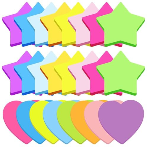 480 Five-Pointed Star Note Paper and 240 Love Note Paper, Notepad, Label Paper, Learning Stationery, Suitable for Home, School and Office