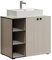 trendteam smart living - PureBliss - Waschbeckenunterschrank - Kashmir Hellgrau - Waschtisch mit 3 offenen Fächern - (BxHxT) 90 x 91 x 53 cm - Rillenoptik - Metallgriffe - 60 cm Aufsatzwaschbecken