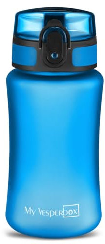 My Vesperbox Trinkflasche Minny, 350 ml, auslaufsicher, kohlensäuregeeignet, robust, inkl. Reinigungsbürste, Fruchtsieb, Strohhalm, Trageschlaufe, spülmaschinenfest, BPA-frei (ohne Namen, blau)