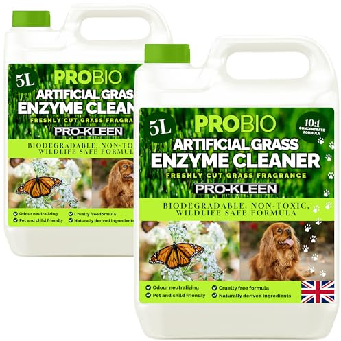 Pro-Kleen ProBio Artificial Grass Cleaner Probiotic Based Deodoriser Odour Eliminator 2 x 5L Non-Toxic Cruelty-free Pet Friendly. Fresh Cut Grass fragrance. Naturally derived Probiotic Cleaning