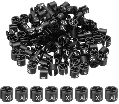 PATIKIL 300 Pcs Clothes Hanger Markers XL Fit Rod Garment Size Tag Hanger Clips Round Color Coding Label for Clothing, Black