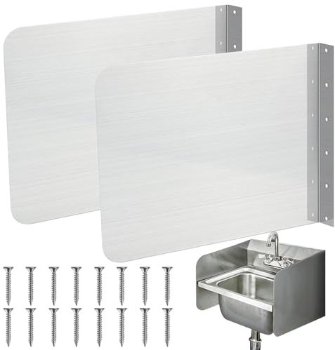 Zestivra Spritzschutz Für Waschbecken | Spritzschutz Aus Edelstahl, Spritzschutz An Der Seite des Waschbeckens Seitlicher 2er-Set - Spritzschutz Für Bratherd, Badezimmer, Küche, Restaurant, Spüle