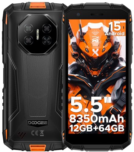 DOOGEE Fire 3 Smartphone Incassable Android 15, Batterie 8350mAh,UNISOC SC9863A Telephone Portable Incassable,5.5IPS HD+,12Go+64Go/2To,13MP+8MP Téléphone Incassable,IP69K/Widevine L1/Face Unlock/NFC