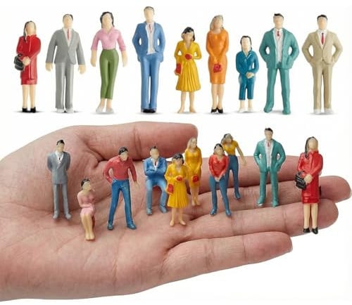 YAPKOLV Set di 40 Miniature, Figure in Miniatura per Modellismo Ferroviario, Personaggi Giocattolo (Scala 1:50)