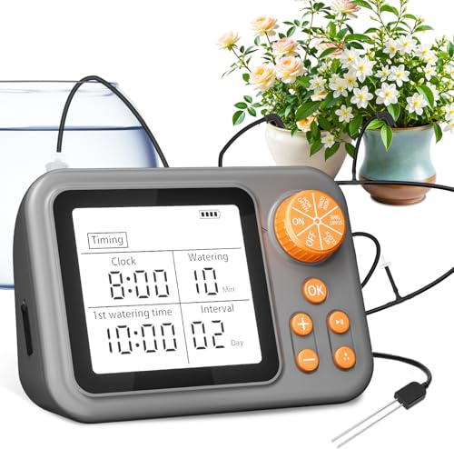 WIOONI Riego Automático para Plantas Interior, Kit de Riego por Goteo con Temporizador y Batería Recargable, Ideal para Plantas con Necesidades de Agua Similares, Riego de Vacaciones para 15 Macetas