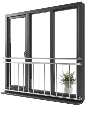 Mucola Balkongeländer Französischer Balkon Edelstahl 90x184 cm Silber | Fenstergeländer als Absturzsicherung, 14 Stäbe, V2A rostfrei, inkl. Montagematerial, für Balkontür, innen, außen