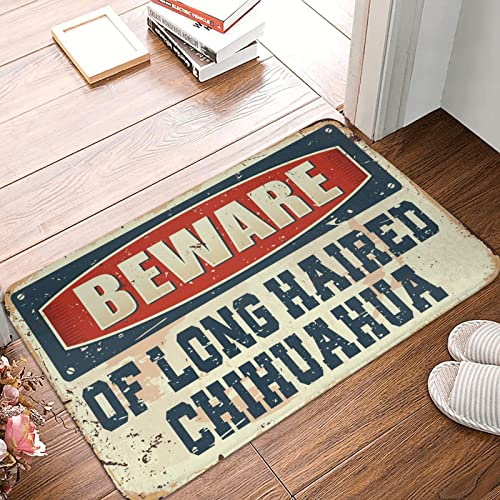 XYBH Türmatte, Vorsicht vor langhaarigen Chihuahua-Teppich, Haustürmatte, für den Außenbereich, großes Geschenk für Ehemann (65 x 90 cm)