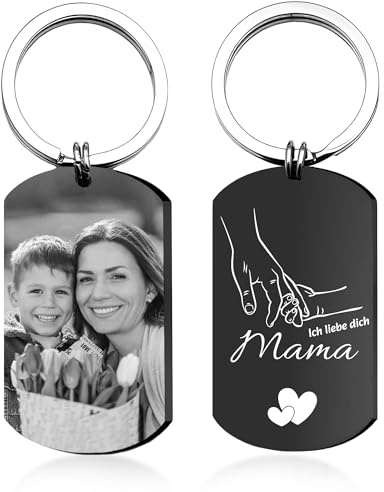 Easycosy Vatertags- und Muttertagsgeschenke für Papa & Mama Schlüsselanhänger Personalisiert mit Foto & Text, Deutlichem Gravur & Diverse Designs -Personalisierte Geschenke für Papa Mama Männer Frauen