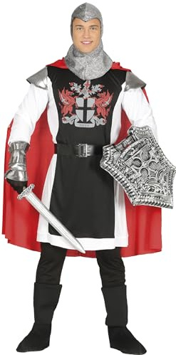 FIESTAS GUIRCA | Mittelalterliche Ritter Kostüme für Erwachsene - Umhang, Kapuze, Gürtel, Armschoner und Tunika - Ideal für Halloween, Karneval und Kostümpartys - Herren