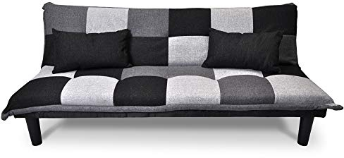 SAMIRA Divano letto clic clac in tessuto grigio scuro - nero - grigio chiaro - Divanetto mod. Russell