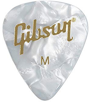 Gibson Pearloid White Picks, 12 Pack, Medium