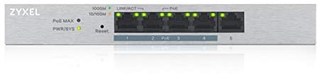 Zyxel Switch 5 Ports Gigabit Web Manageable, PoE+, Garantie à vie [60W] [GS1200-5HPv2]