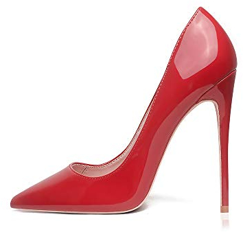 GENSHUO - Scarpe décolleté da Donna, con Tacco Alto a Spillo, Stile Sexy, Slip on, da Festa,Rosso, Taglia 41 EU(11 US)