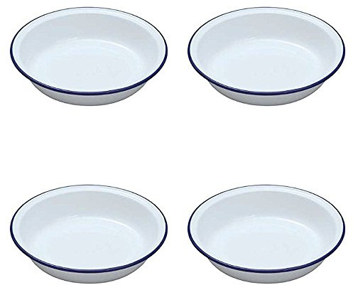 4 Falcon Enamel Round Rice Pasta Plate 18CM Baking Pies Tarts Kitchen Camping Home Restaurants