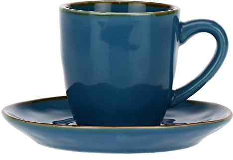 Rose & Tulipani - Tazza da Espresso con Piattino - Linea Concerto Blu AVO, Stoneware - Tazze Colazione - Stoneware - 90 CC
