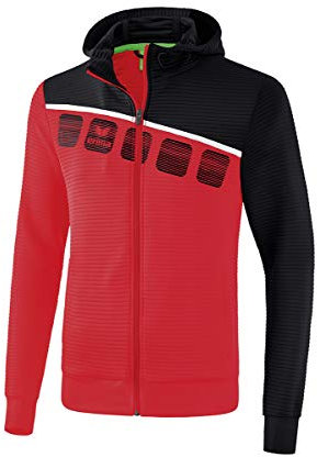 Erima Herren 5-C Trainingsjacke mit Kapuze, rot/schwarz/weiß, S