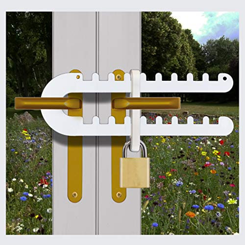 French Patio Door Lock for Double Door Handle 'P', D' or Standard Handles High Security Deadlock Also Fits Sliding Handles Visible from Outside (Extra Heavy Duty) White