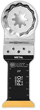 FEIN E-Cut CarbidePro, hoja de sierra, 32x75 mm, Alojamiento StarlockMax, Hoja de sierra de recambio para metal duro con revestimiento TiN con resistencia al desgaste extremadamente elevada