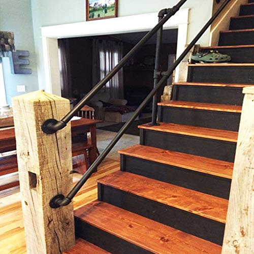 Vintage Handlauf - Handlaufset.Treppengeländer für den Innen Außen, Wandhandlauf Wohnung Draußen Handläufe Treppen Handlauf Geländer Bausatz Balkon Brüstung Stange, schwarzes Schmiedeeisen