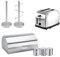 SQ Professional Gems Matching Set: Bread Bin & Canisters + Toaster + Mug Tree & Kitchen Roll Holder Set (Quartz)