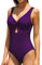 SHEKINI Donna Costume da Bagno Intero Scollo a V con Cut out Pancia Controllo Beachwear Elegante U Backless Slim Mare Costumi (M, Viola Scuro)